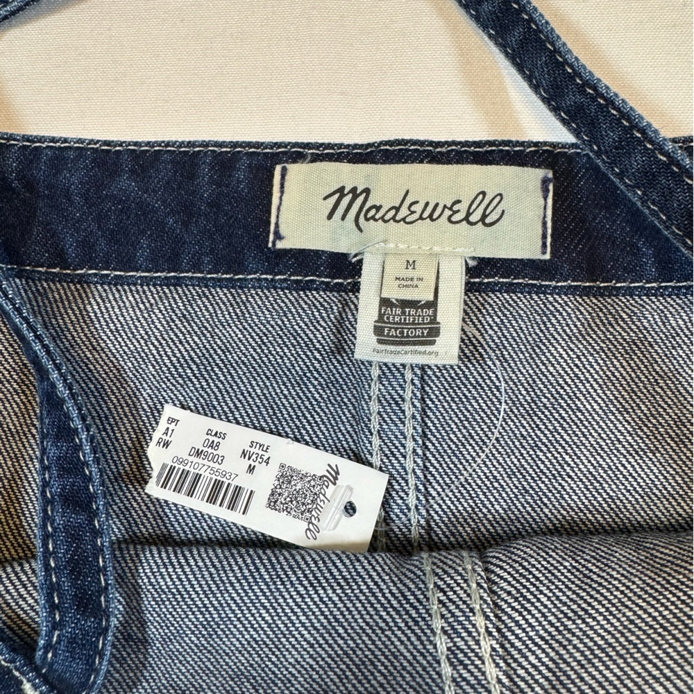 NWT Madewell Women’s Casual Blue Denim Adjustable Dress - Picture 2 of 9